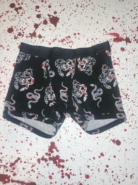 TomboyX Black Boxer Briefs with White & Pink Snake Motif